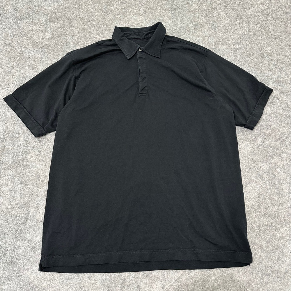 Ermenegildo Zegna Polo Shirt Mens 2XL Black Cotton Tencel Luxury Short Sleeve